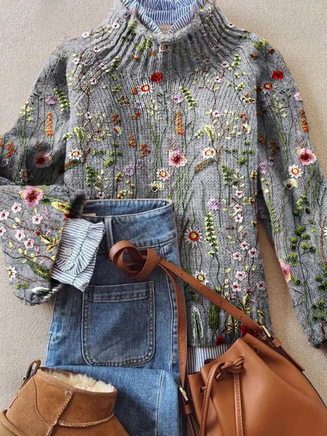 Maurine Vintage floral Knit Sweater - Elena Harper