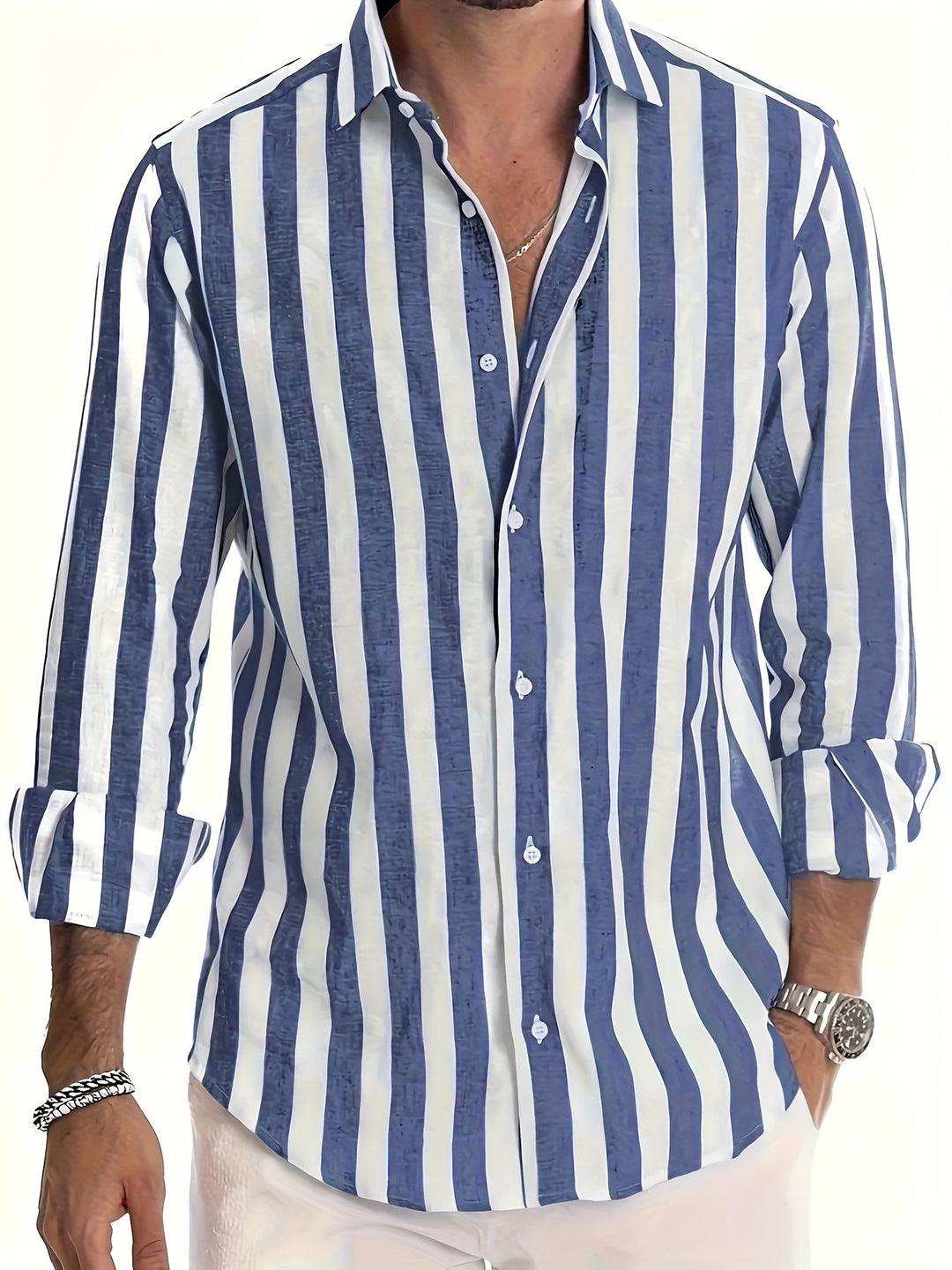 Refined Striped Shirt for Men - Elena Harper