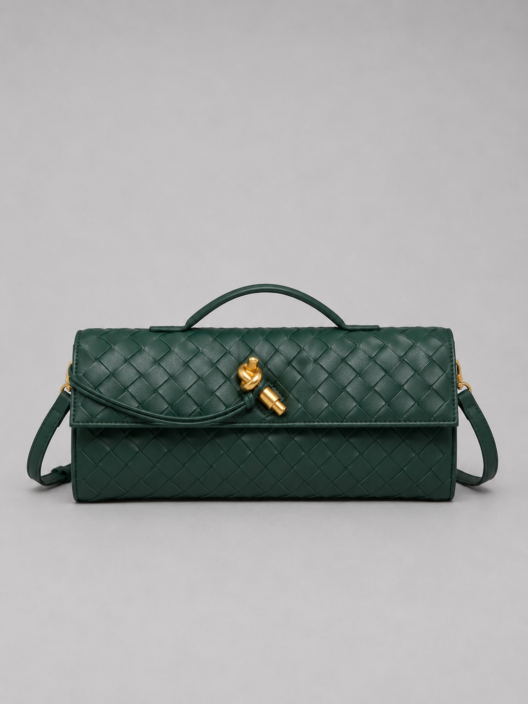 Women’s Woven Vegan Leather Look Clutch Bag – Timeless Elegant Design