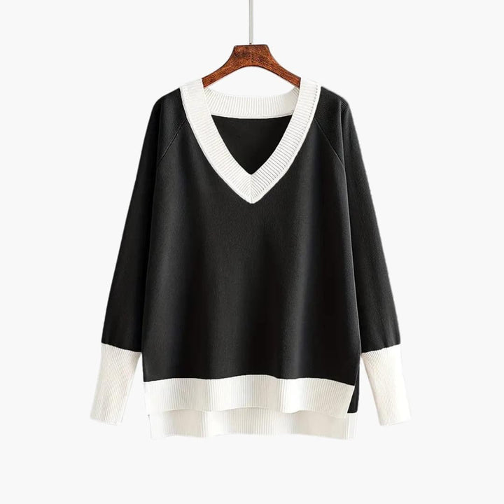 Nora | Modern V-Neck Knit Set with Wide Pants