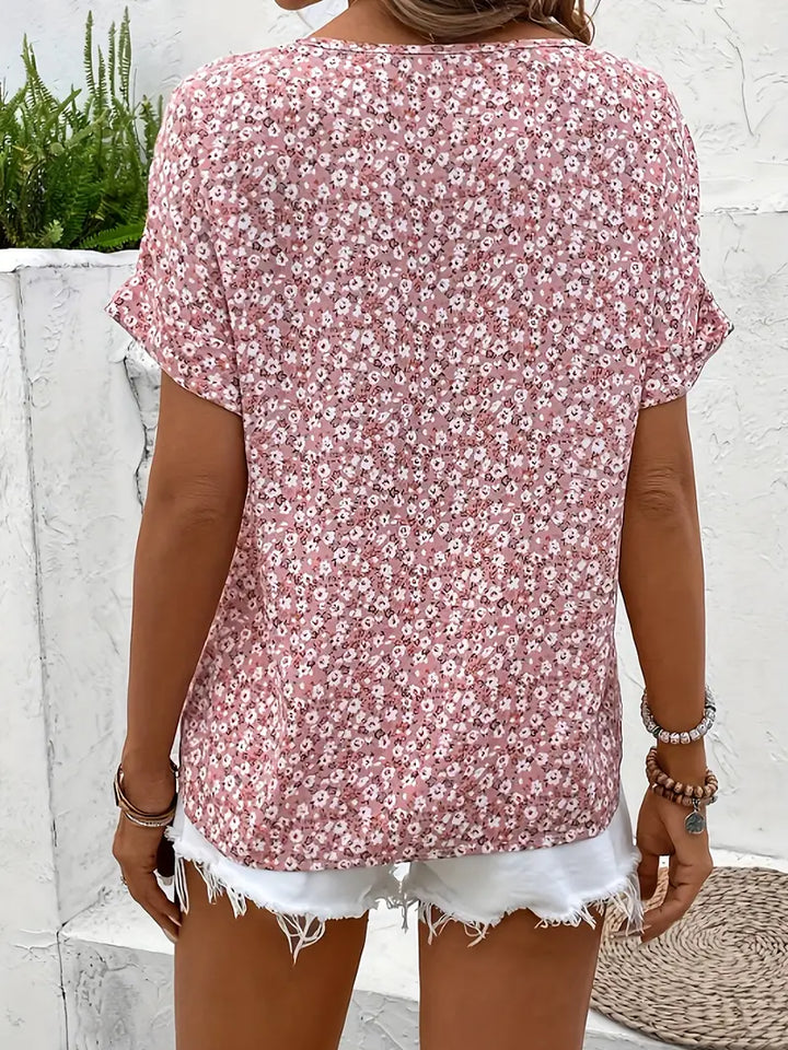Annika | Women's Short Sleeve Blouse Top with Buttons