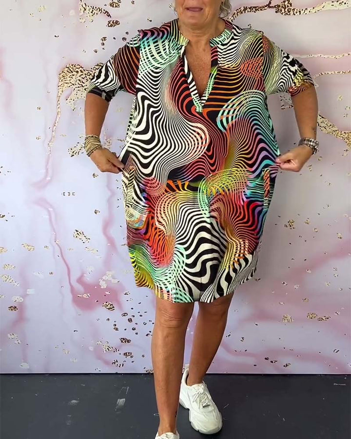 Women’s Multicolor V-Neck Midi Dress