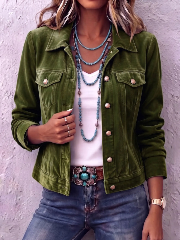 Amandria Vintage Wash Button Long Sleeve Jacket - Elena Harper