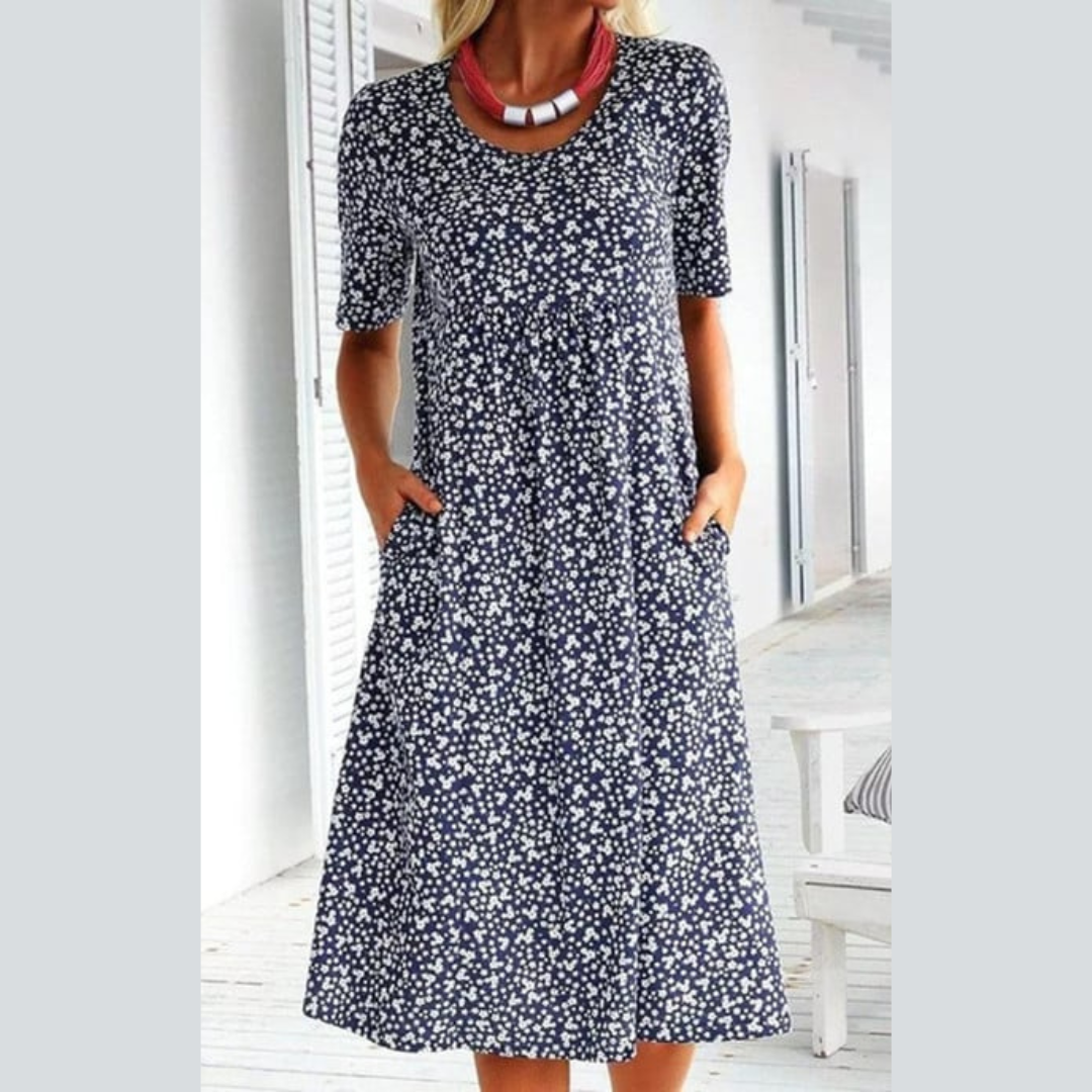 WINNY - CHIC MIDI DRESS WITH FLORAL STYLE