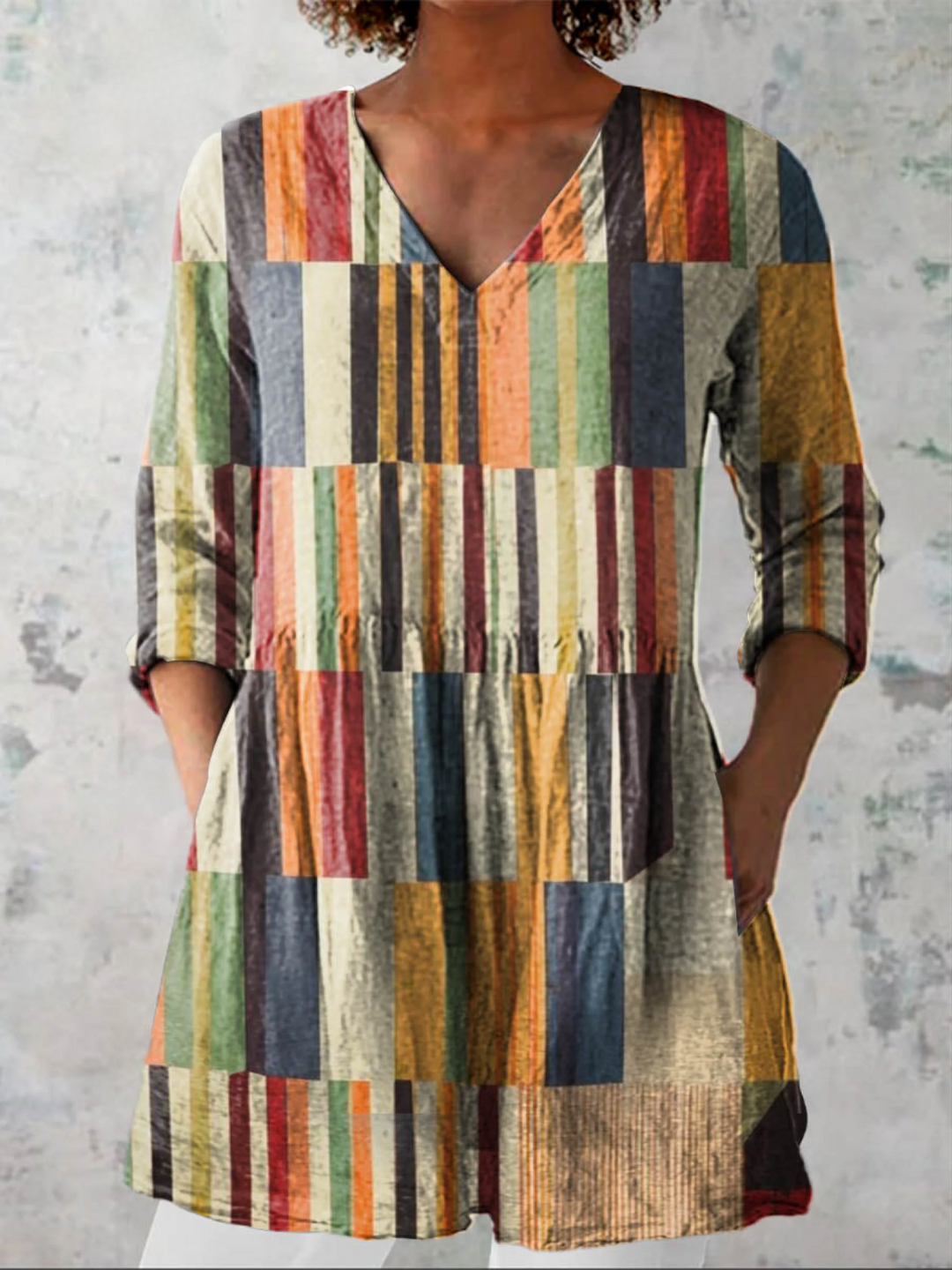 Chloe Long Blouse with V-Neck - Elena Harper