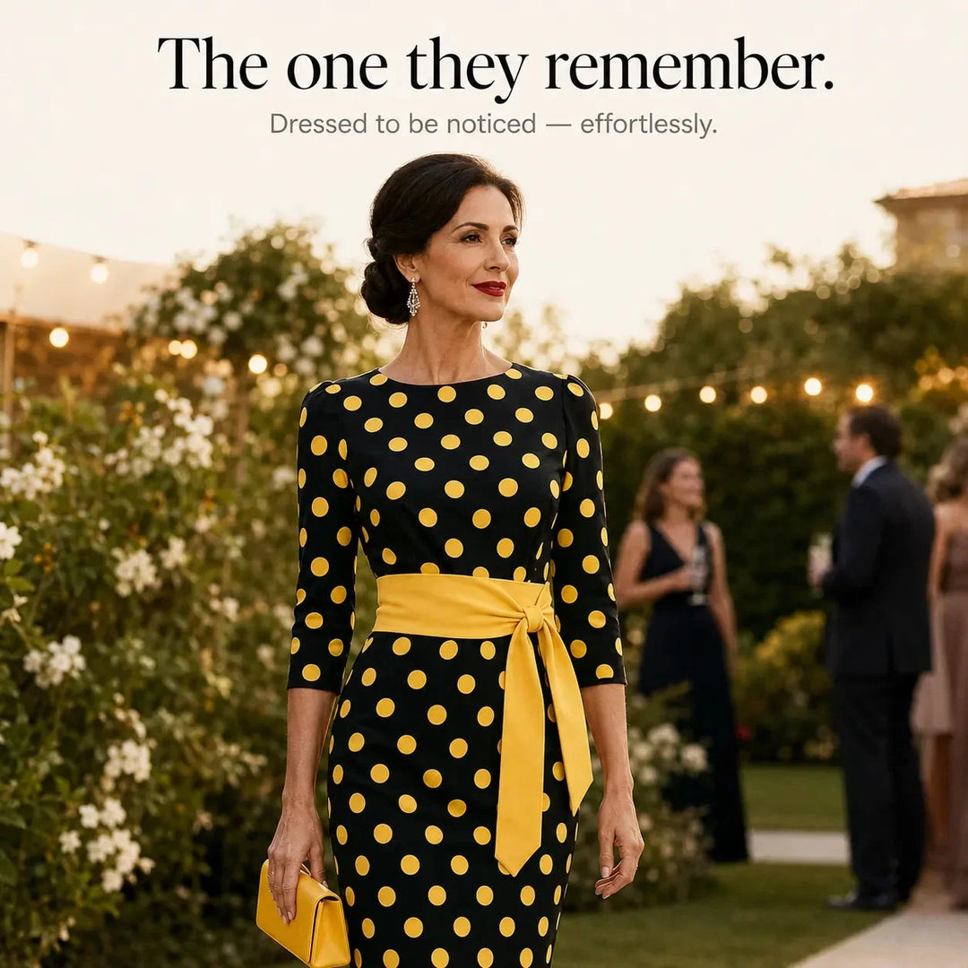 Belora Retro Polka Dot Midi Dress with Belted Waist - Elena Harper