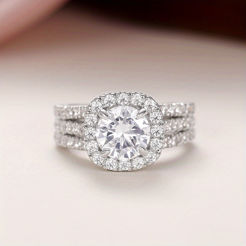 Elegant Zirconia Single Stone Side Micro Pave Rings - Elena Harper