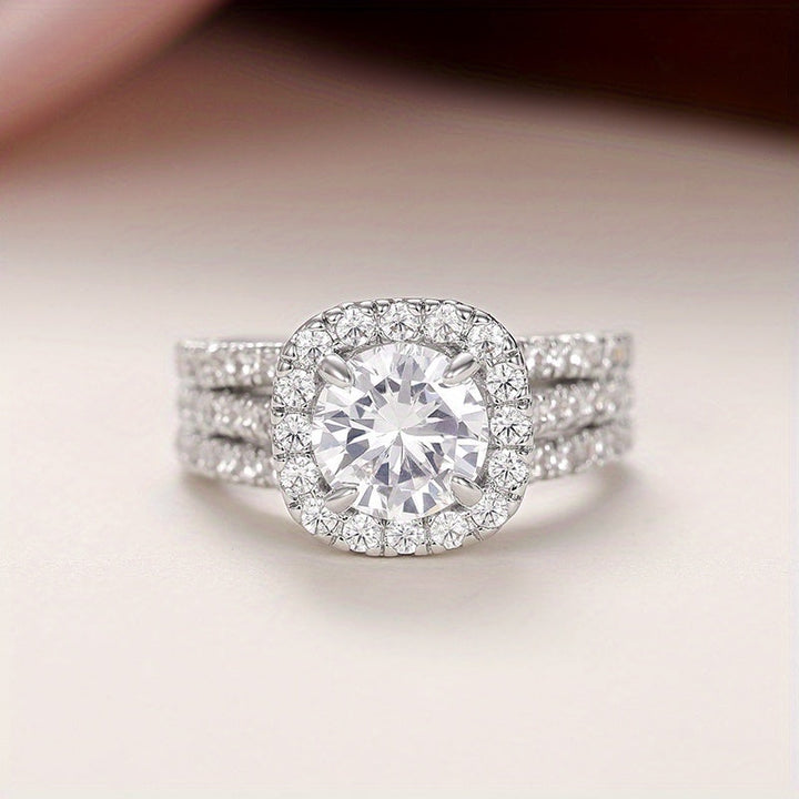 Elegant Zirconia Single Stone Side Micro Pave Rings - Elena Harper
