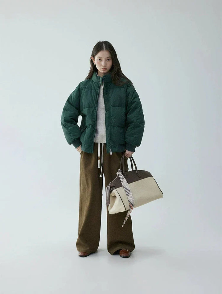Annora Down Filled Puffer Jacket with High Stand Collar for Women - Elena Harper