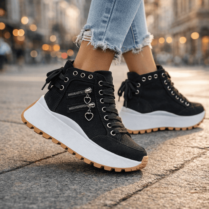Kerstin Sporty High-Top Sneakers, view 3 - Elena Harper