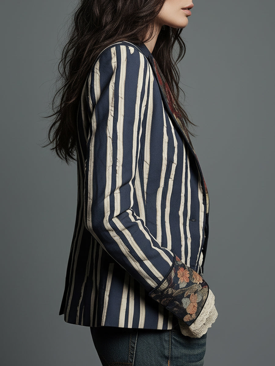 Avenorix Floral Print Blazer with Structured Shoulder for Women - Elena Harper