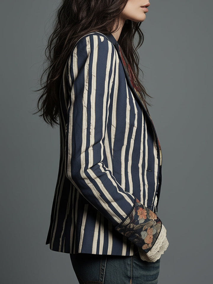 Avenorix Floral Print Blazer with Structured Shoulder for Women - Elena Harper