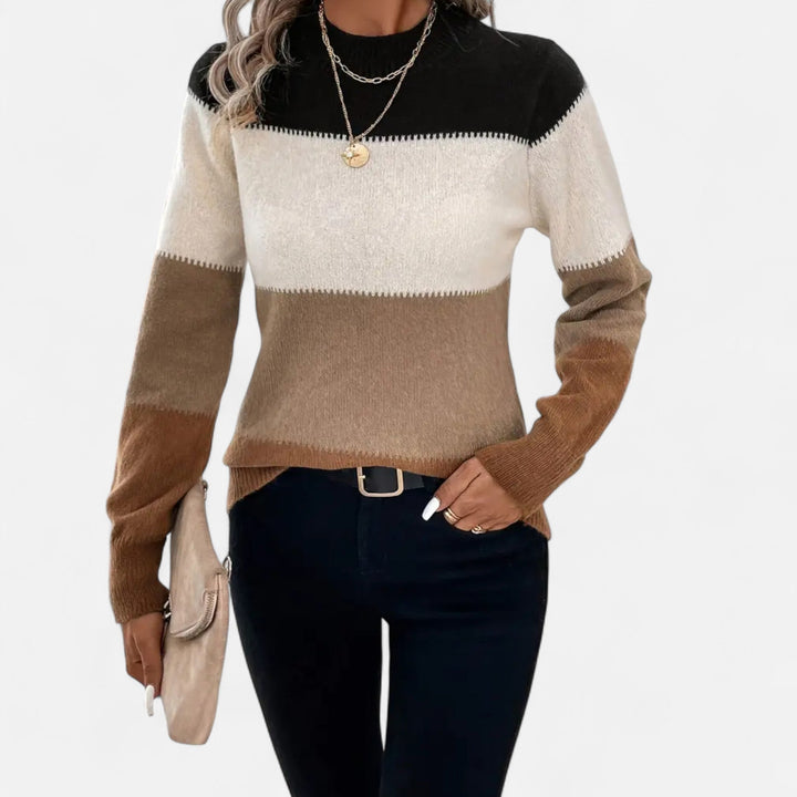 Women's Striped Crew Neck Sweater - Effortless Style