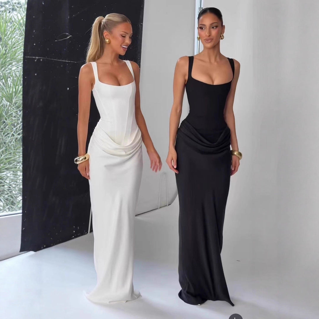 Elegant Strapless Long Slip Dress