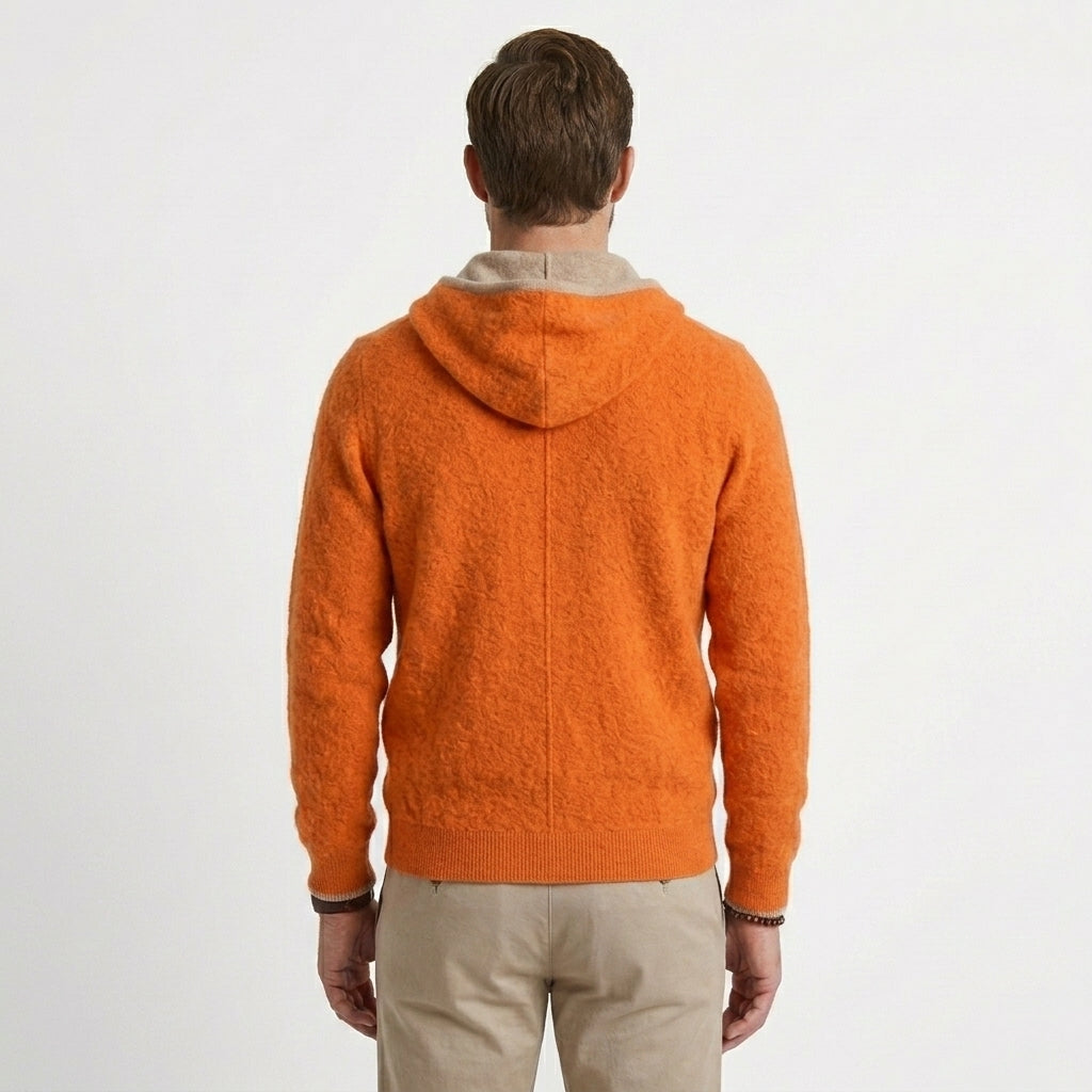 Cashmere Zip Hooded Cardigan For Men