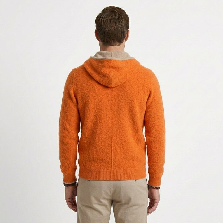 Cashmere Zip Hooded Cardigan For Men