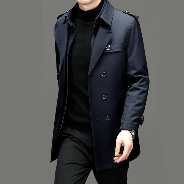 Men's Double-Breasted Trench Coat, view 2 - Elena Harper