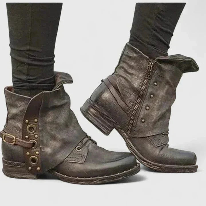 Rosalind | Striking Vintage Ankle Boots in Leather Look