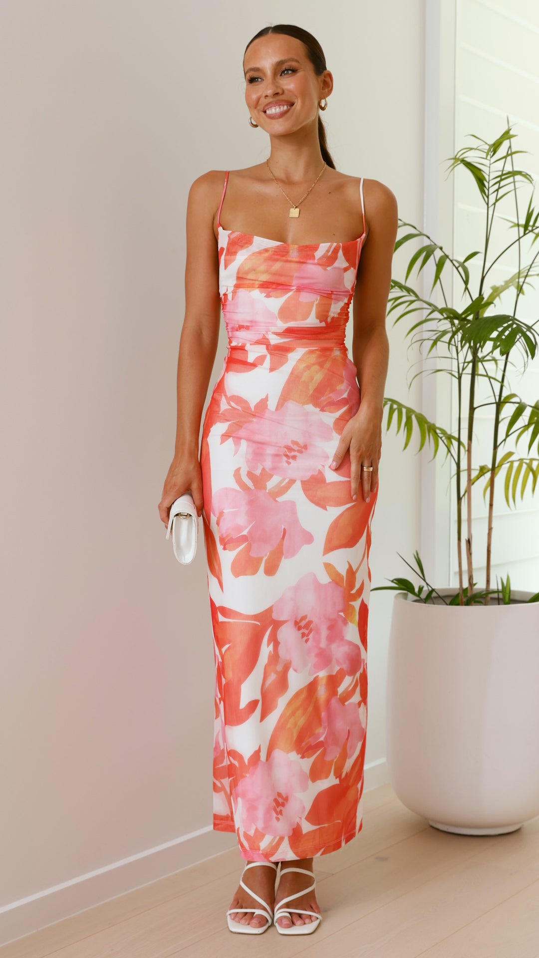 Women's Elegant Floral Maxi Dress with Tie-Up Back