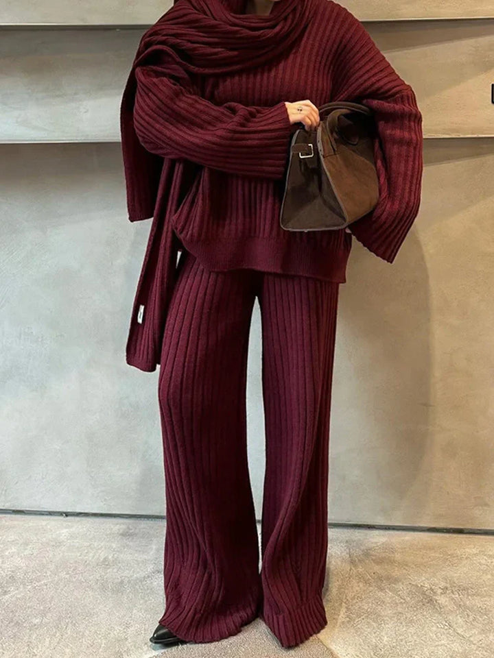 Zhykish Elegant Winter Knit Set with Scarf, view 7 - Elena Harper