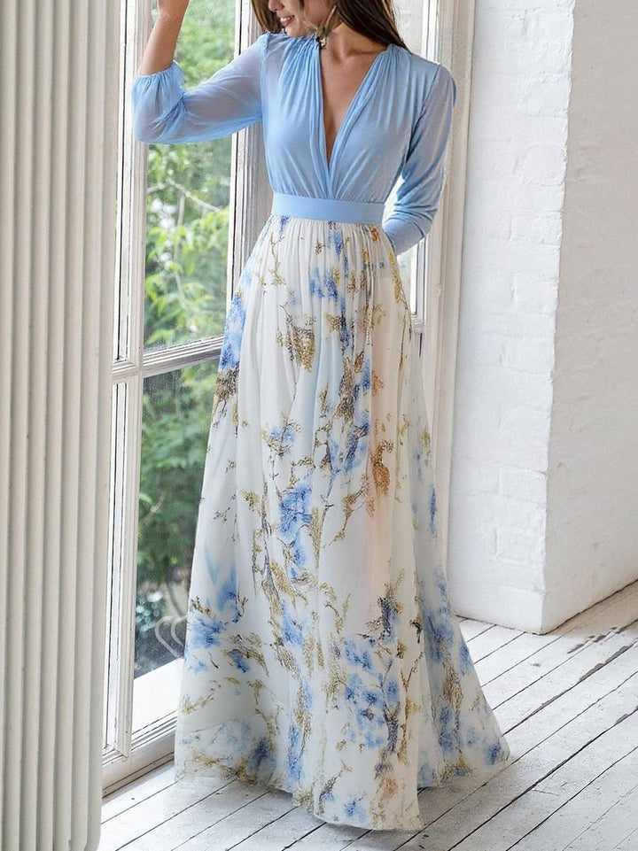 Tess Long Dress with Floral Print - Elena Harper