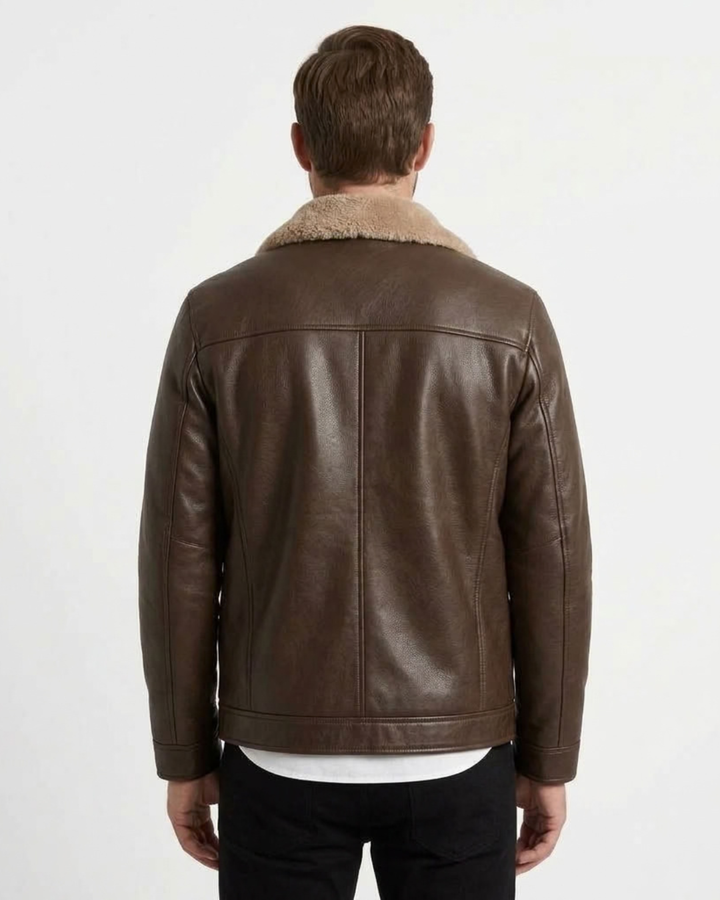 Fleece Lined Leather Jacket For Men