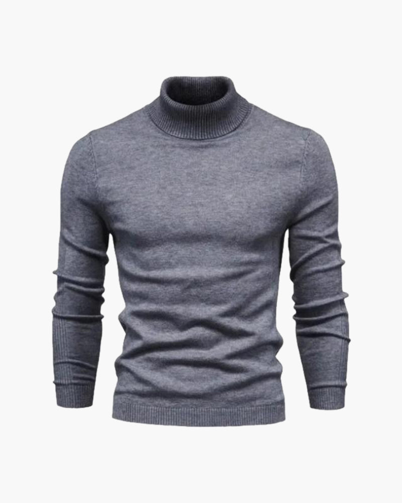 Men's High Neck Plain Knit Long Sleeve Sweater - Aldren