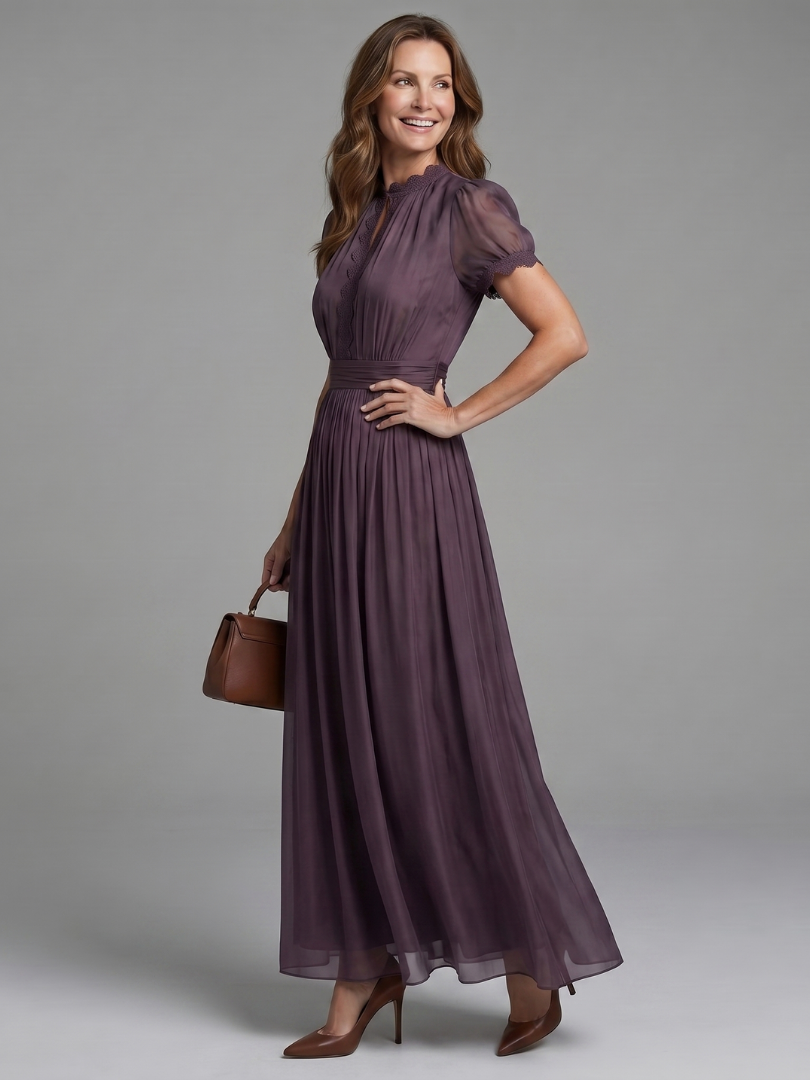 Elia Gathered Waist Keyhole Maxi Dress - Elena Harper