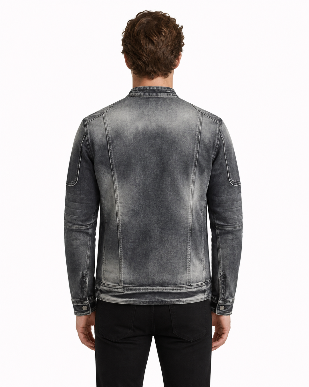 Fitted Denim Jacket with Worn Effect for Men