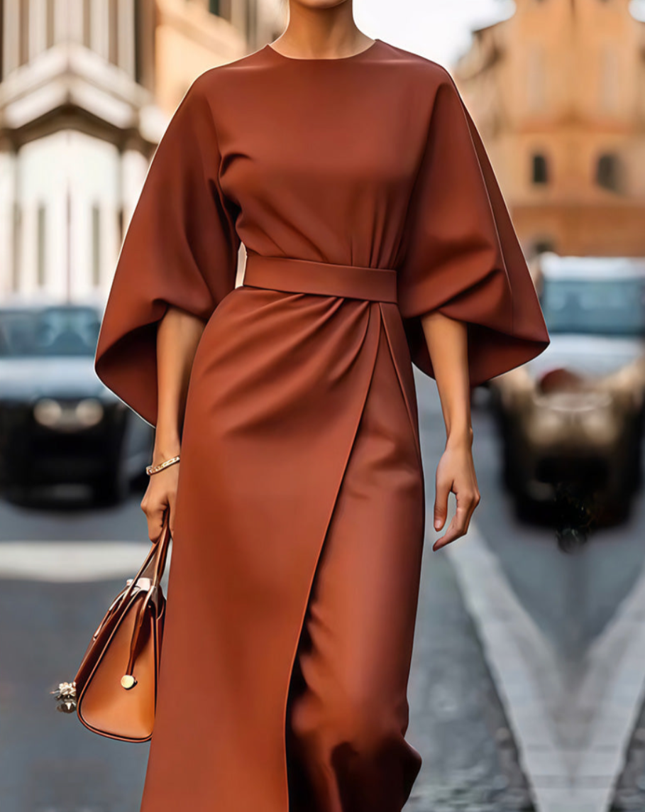 CINDY – DRAMATIC SLEEVE MIDI DRESS