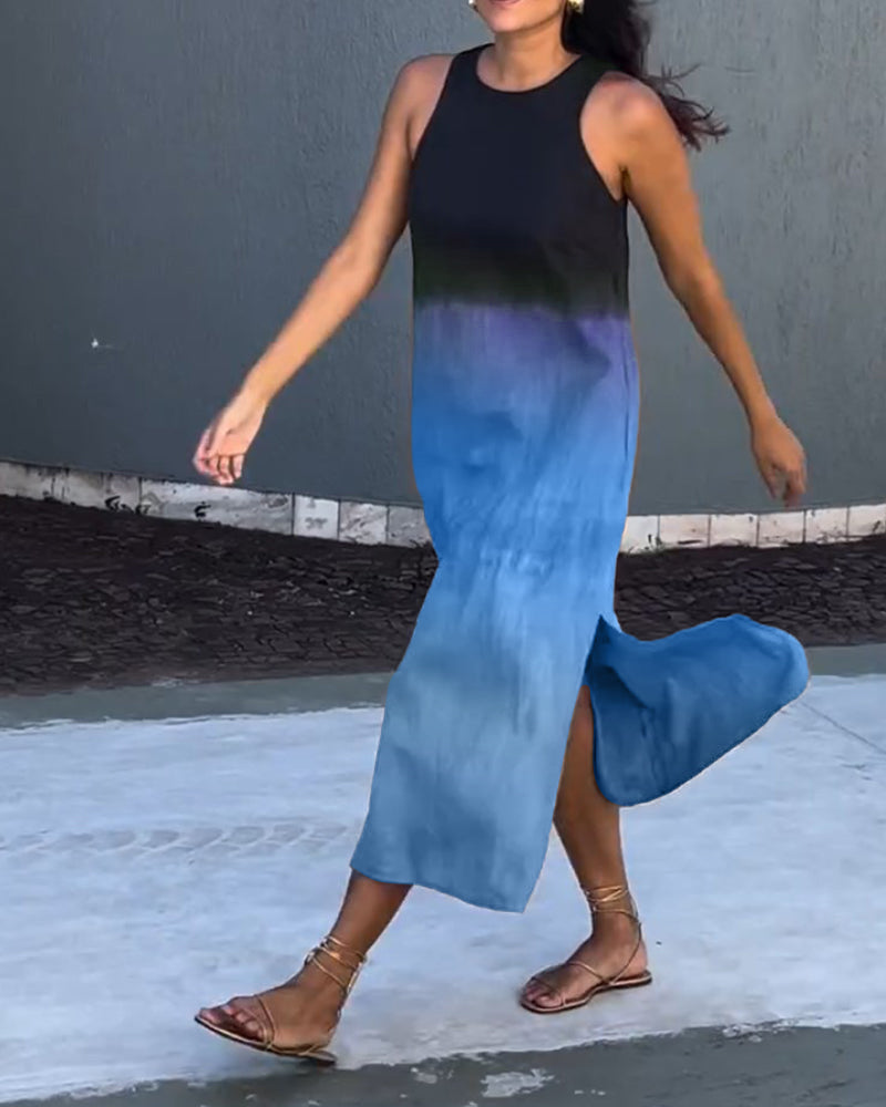 Melanie | Ombre Linen Sleeveless Dress