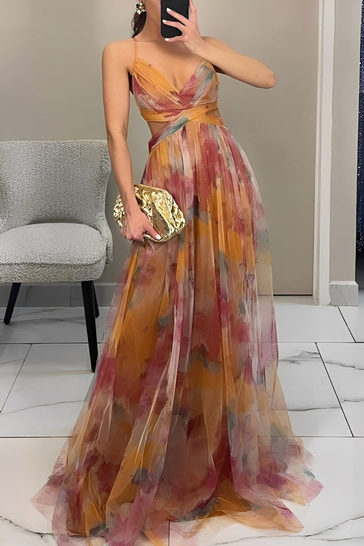 Olivia Elegant Long Dress with Floral Print for Women, view 4 - Elena Harper