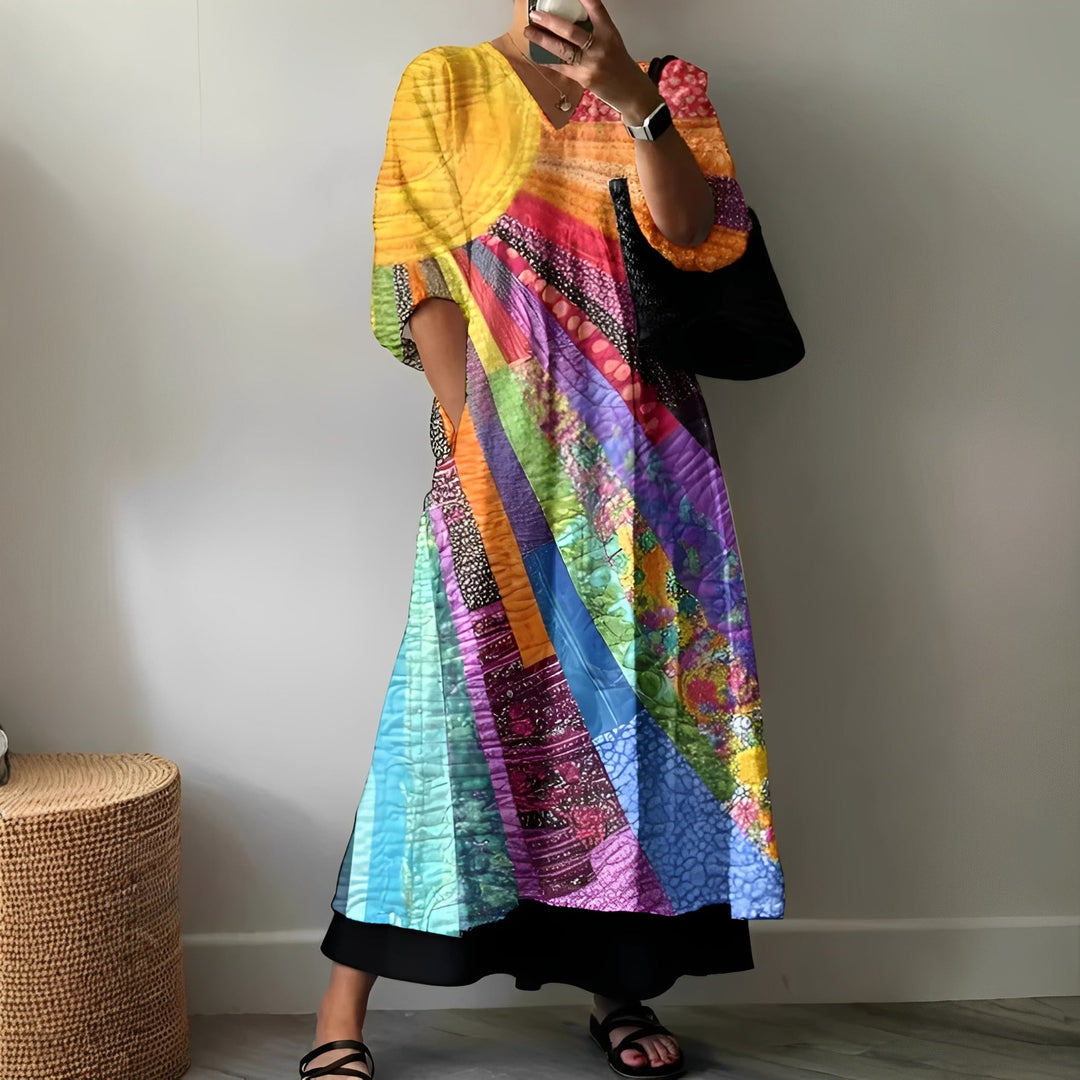 Angeleka Comfortable and Colorful Dress for Women, view 2 - Elena Harper