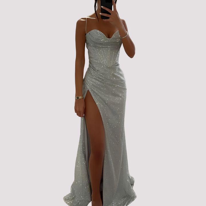 Bonnie Elegant Maxi Dress with Slit - Elena Harper