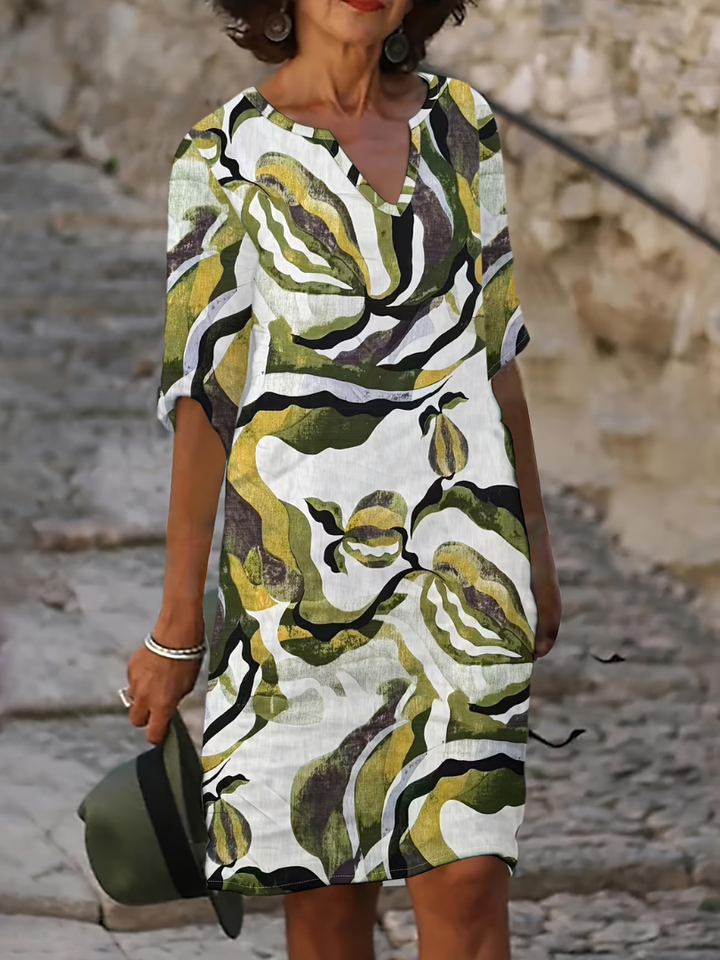 Abstract Printed Dress for Women, view 3 - Elena Harper