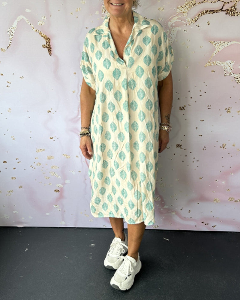 Eleanora Loose Lapel Printed Shirt Dress - Elena Harper