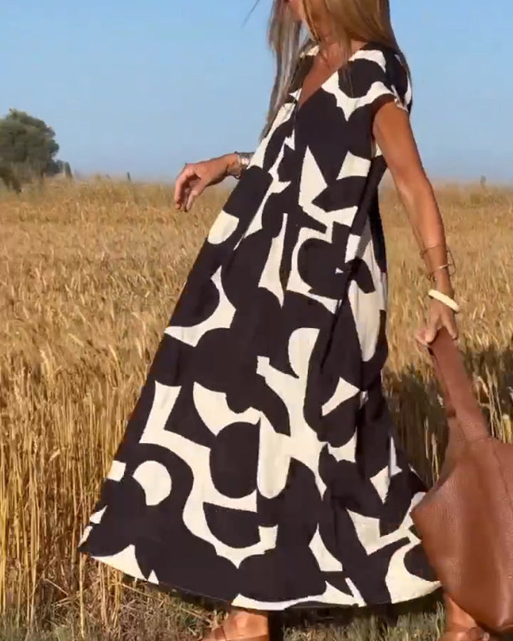 Sophie - V-neck Printed Maxi Dress