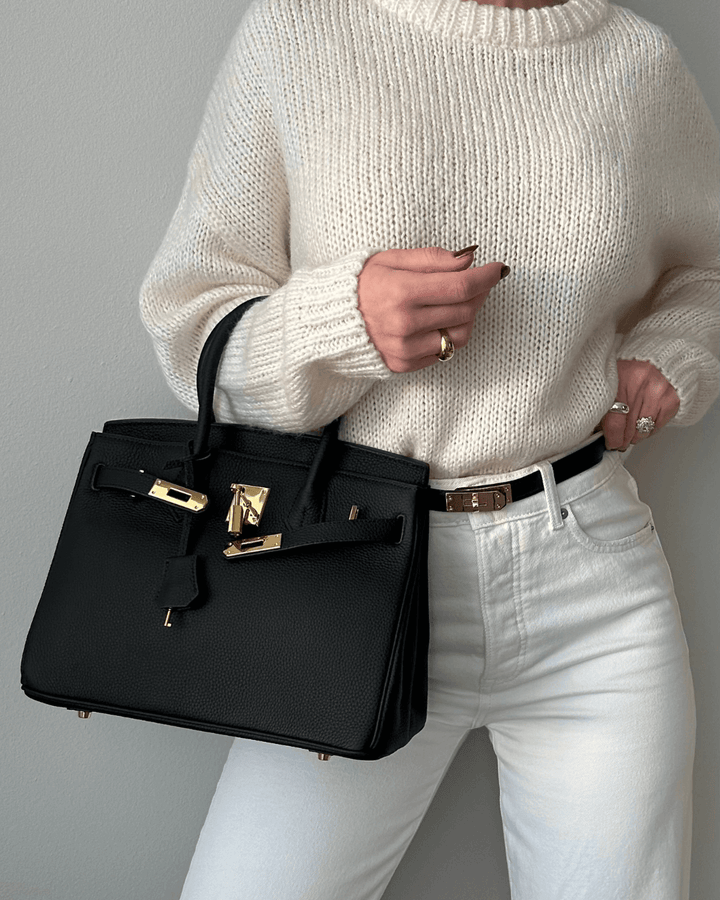 Elegant Women's Handbag with Gold Lock Detail