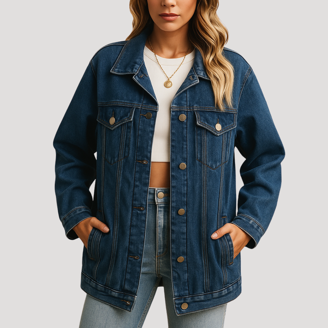 Women's Oversized Buttoned Denim Jacket