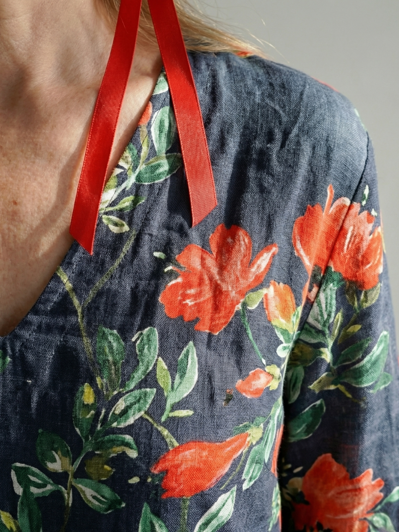 Cyrus Calm Drape Floral Midi Dress - Elena Harper