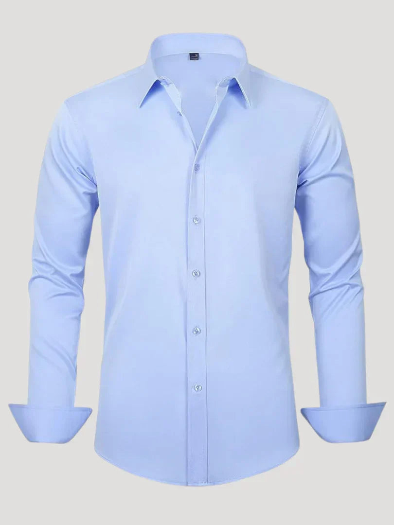 Bordon Non-Iron Stretch Shirt with Button Placket, view 4 - Elena Harper