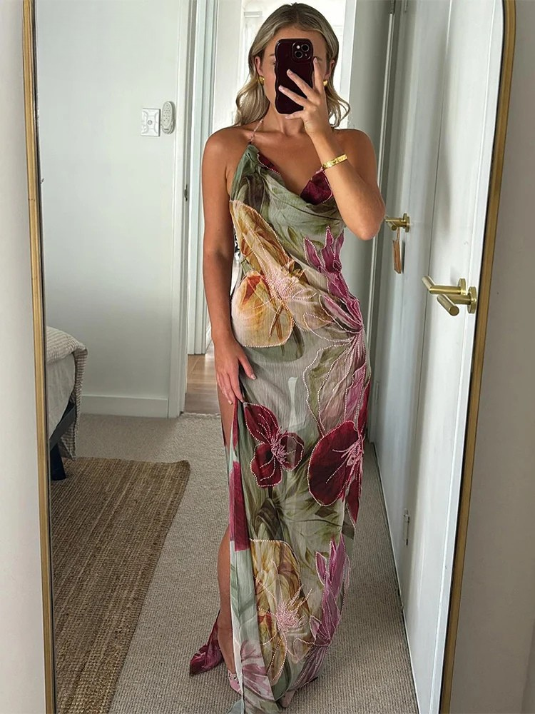 Isla | Backless Chiffon Maxi Dress