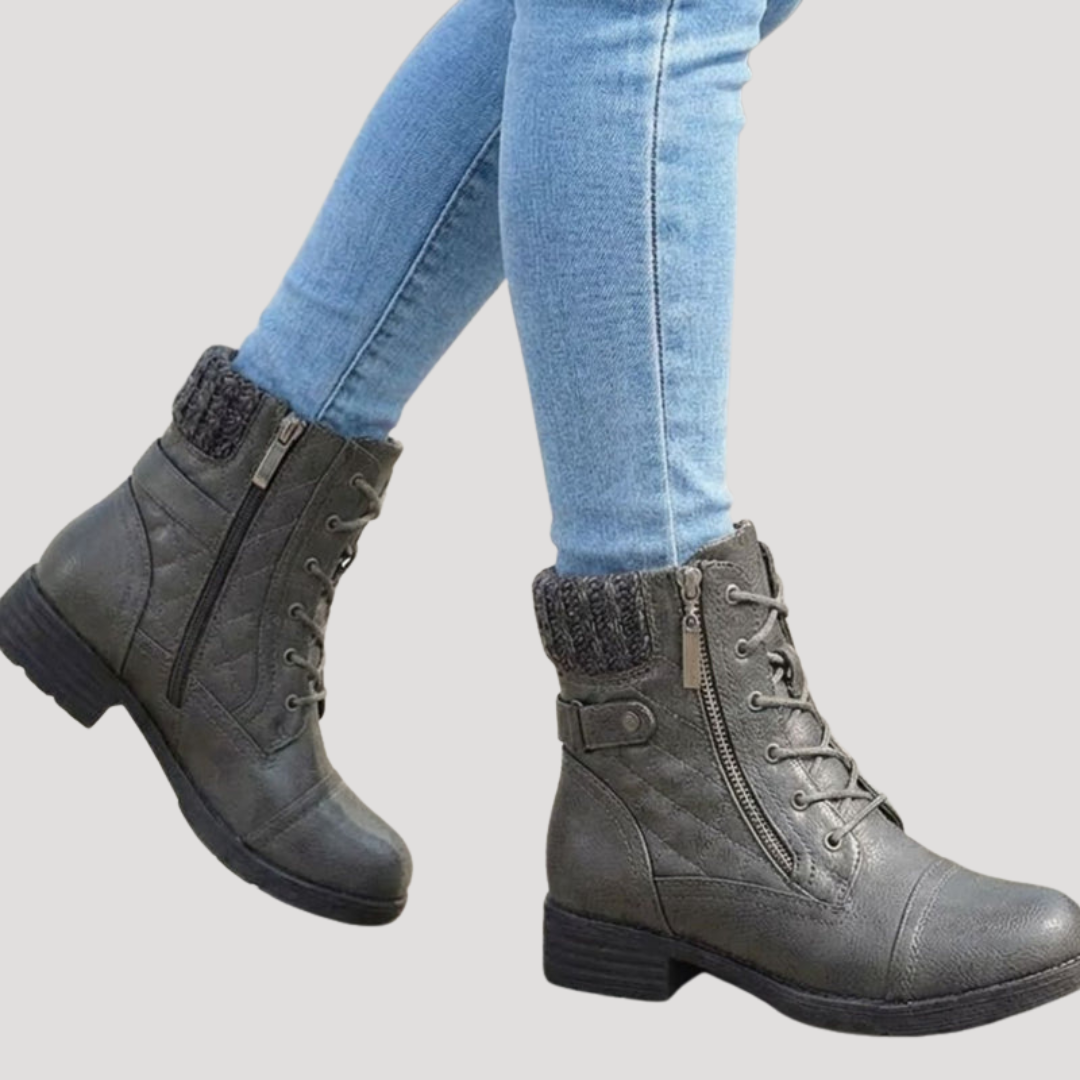 Women's Quilted Lace-Up Ankle Boots