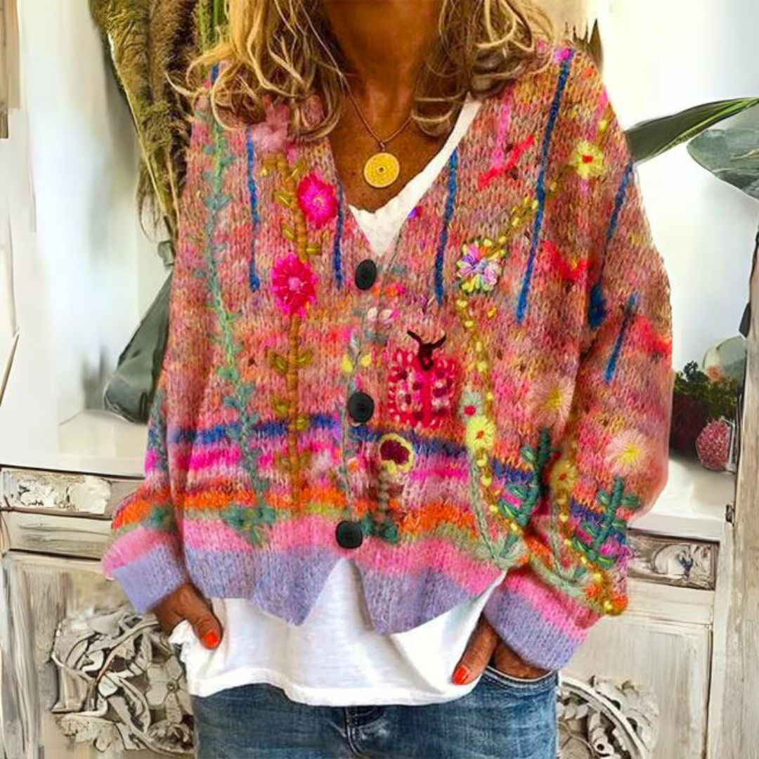 Camille - Chic Vintage Floral Cardigan