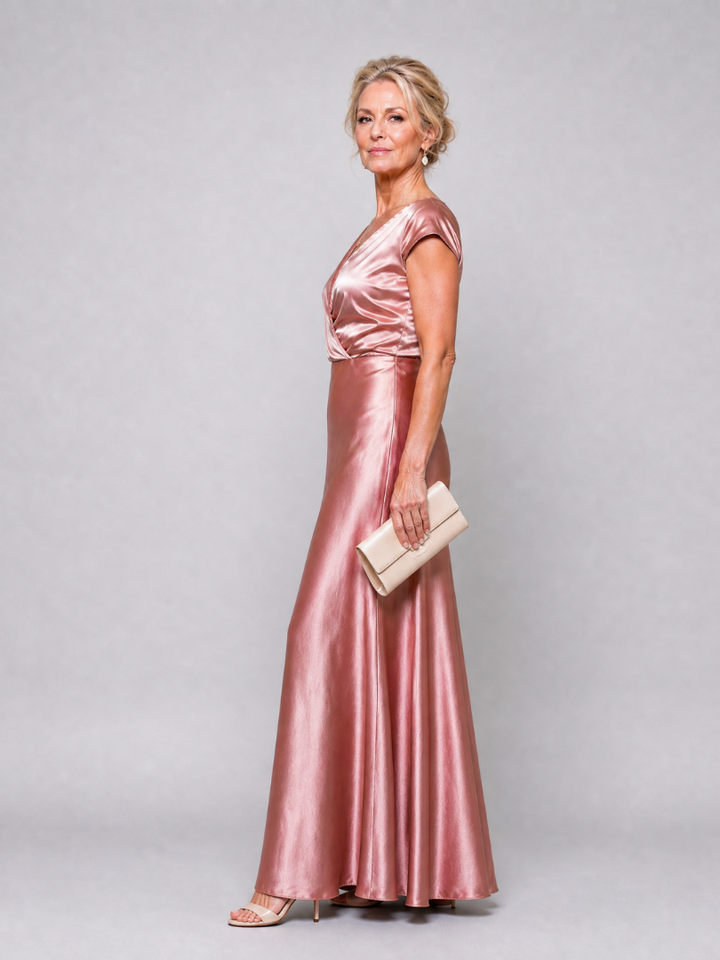 Samouse Cap Sleeve Wrap Bodice Maxi Dress - Elena Harper