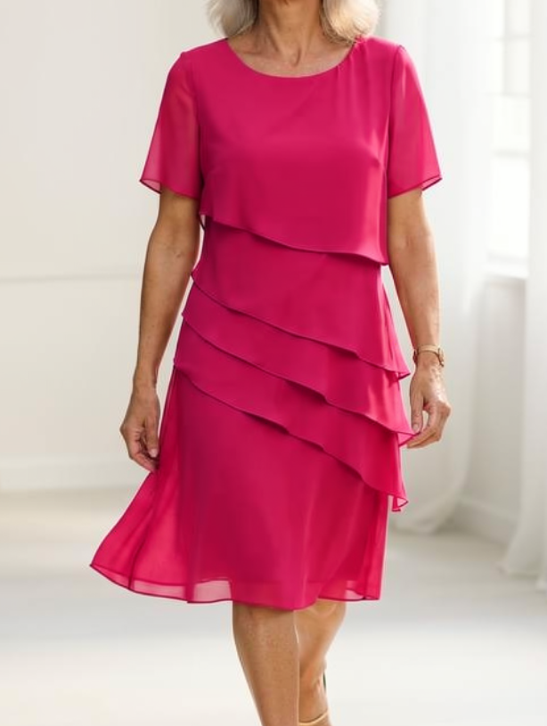 Linda Elegant Comfort Ruffle Dress - Elena Harper