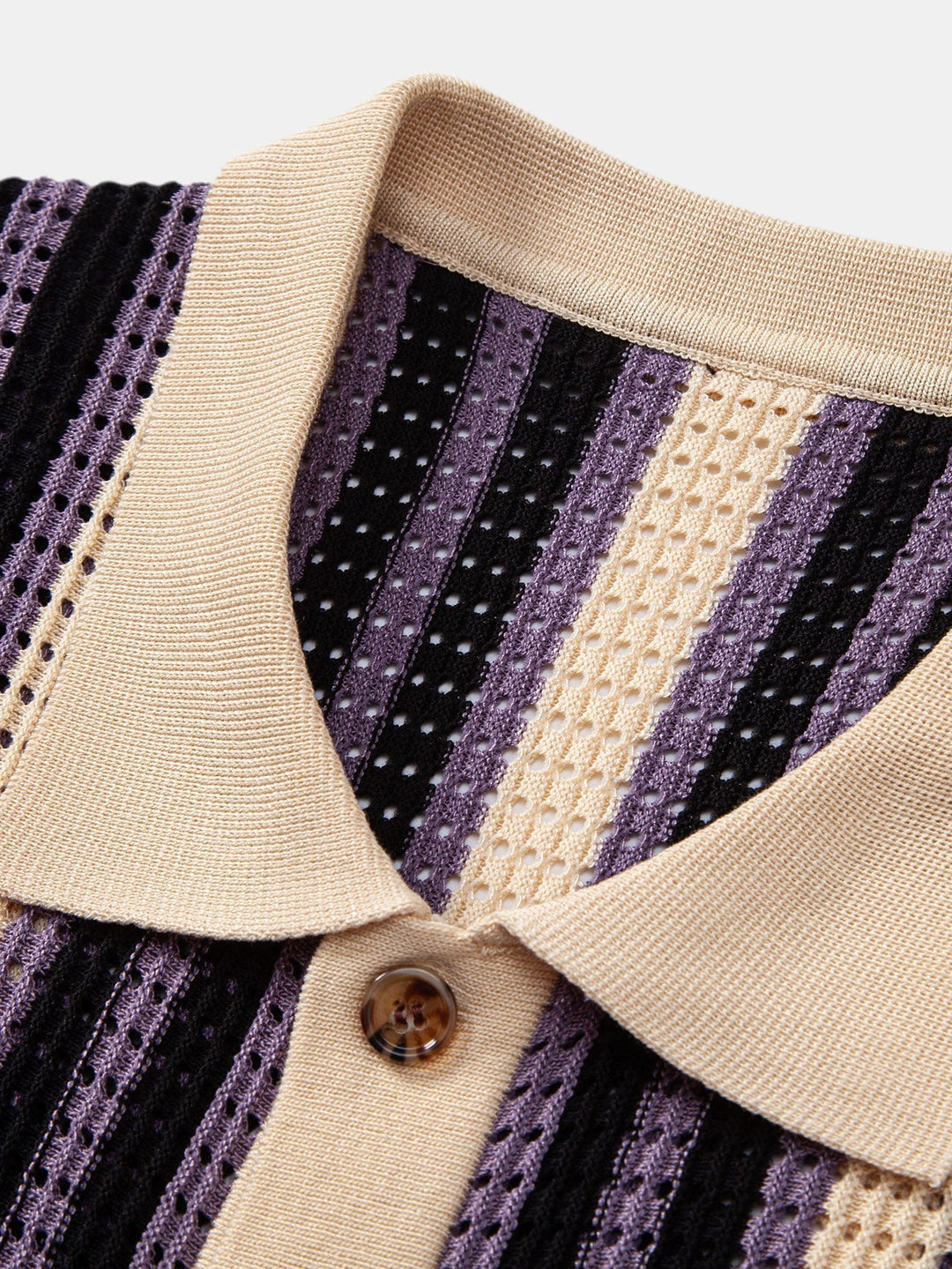 STRIPED SHIRT WITH CROCHET EYELETS & STRAIGHT LEG LINEN PANTS