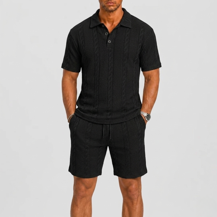 Short Sleeve Polo Set with Shorts for Men