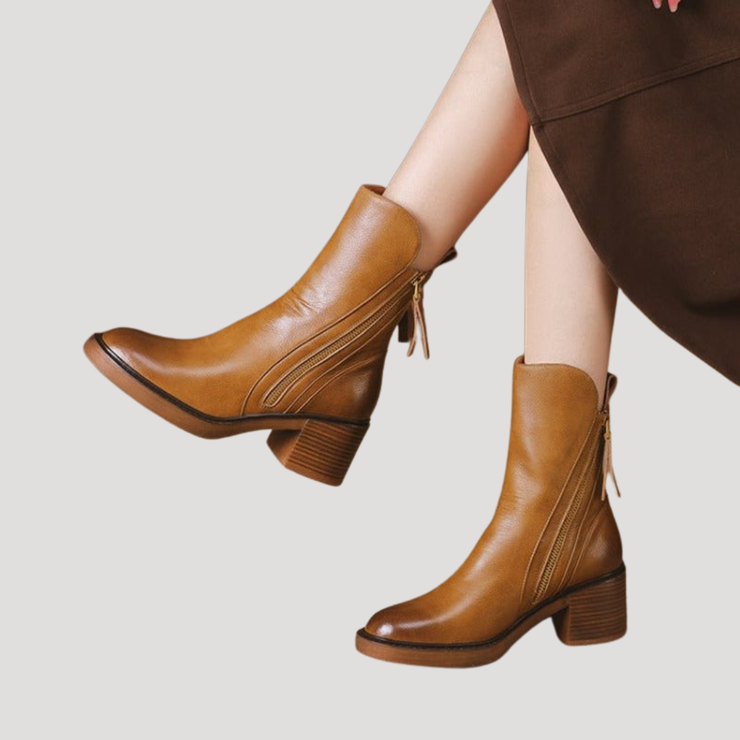 Women’s Block Heel Side Zip Ankle Boots
