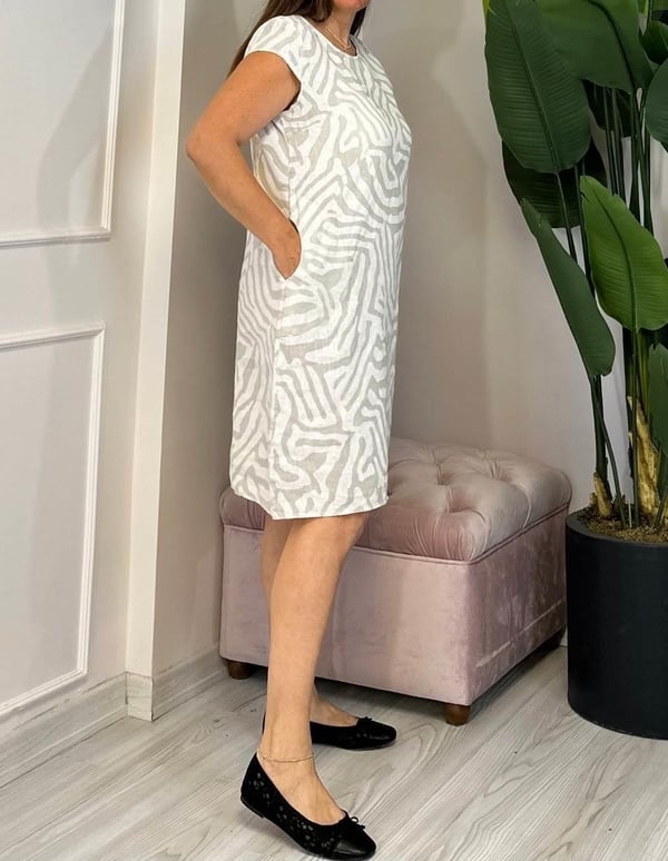 Nelia Zebra Print Dress with Round Neck - Elena Harper